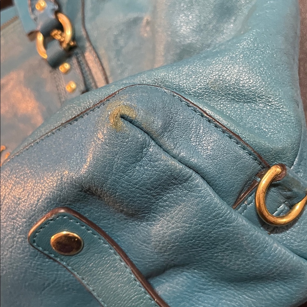 🎉HP🎉Coach Aqua Blue Teal Leather Satchel - Picture 13 of 14